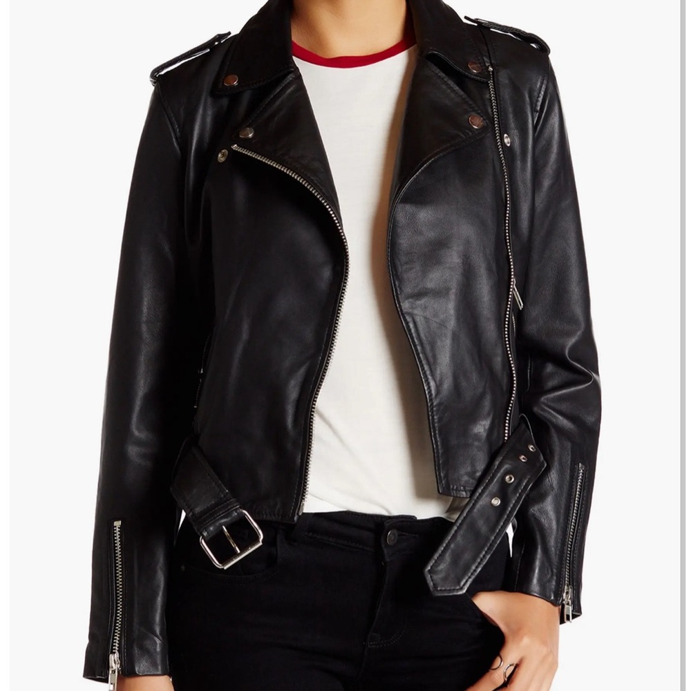 Walter baker Liz leather crop moto jacket